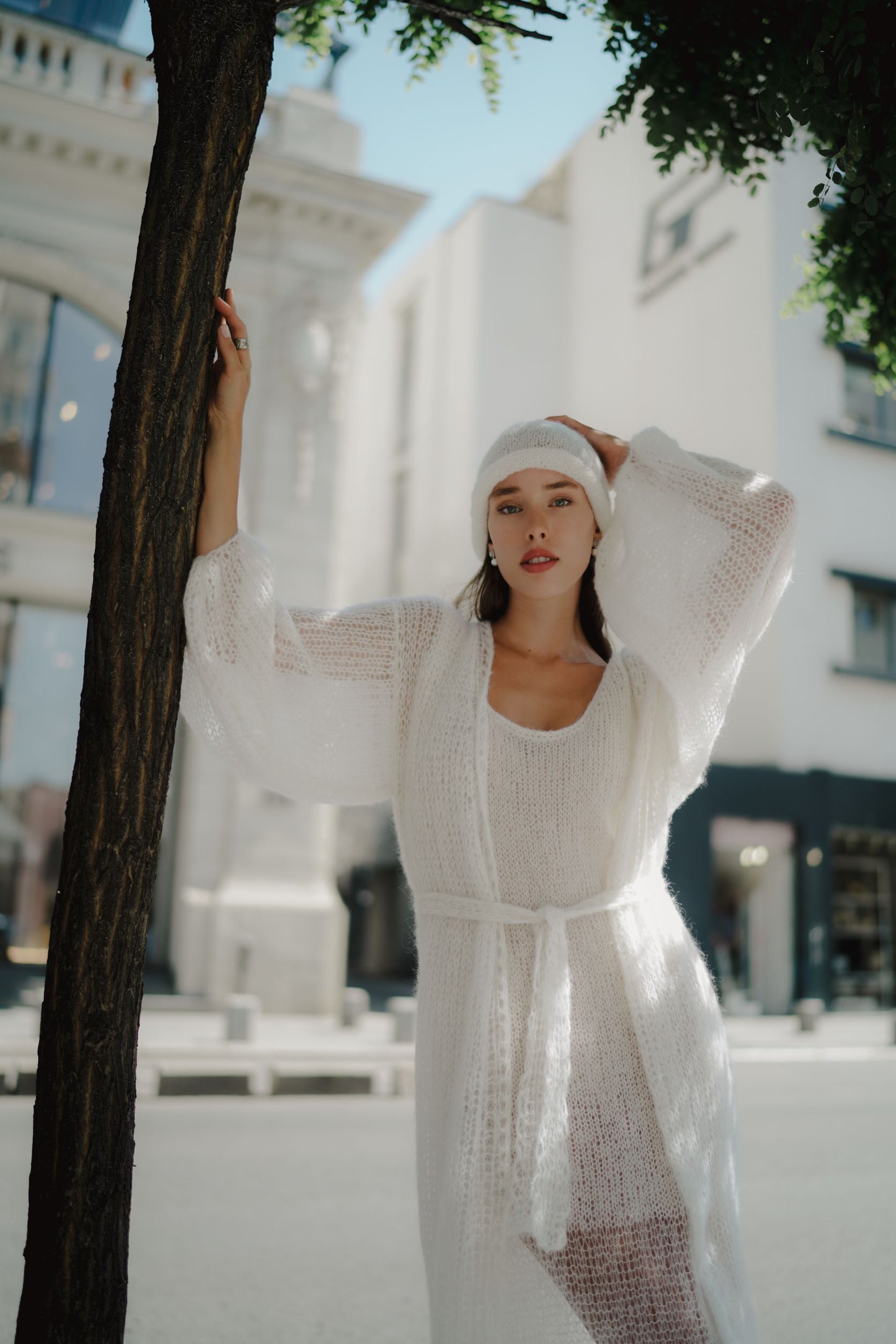 Cream Beanie in Mohair