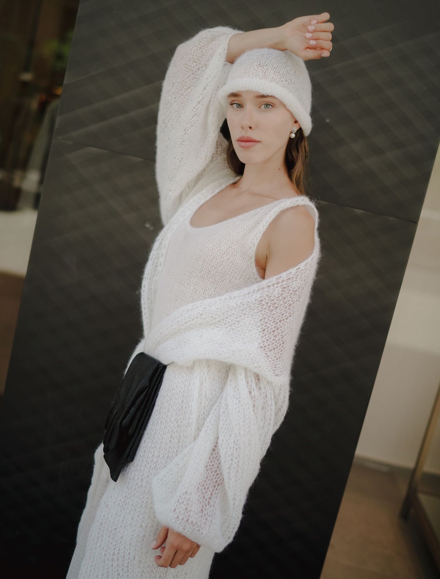 Cream Beanie in Mohair