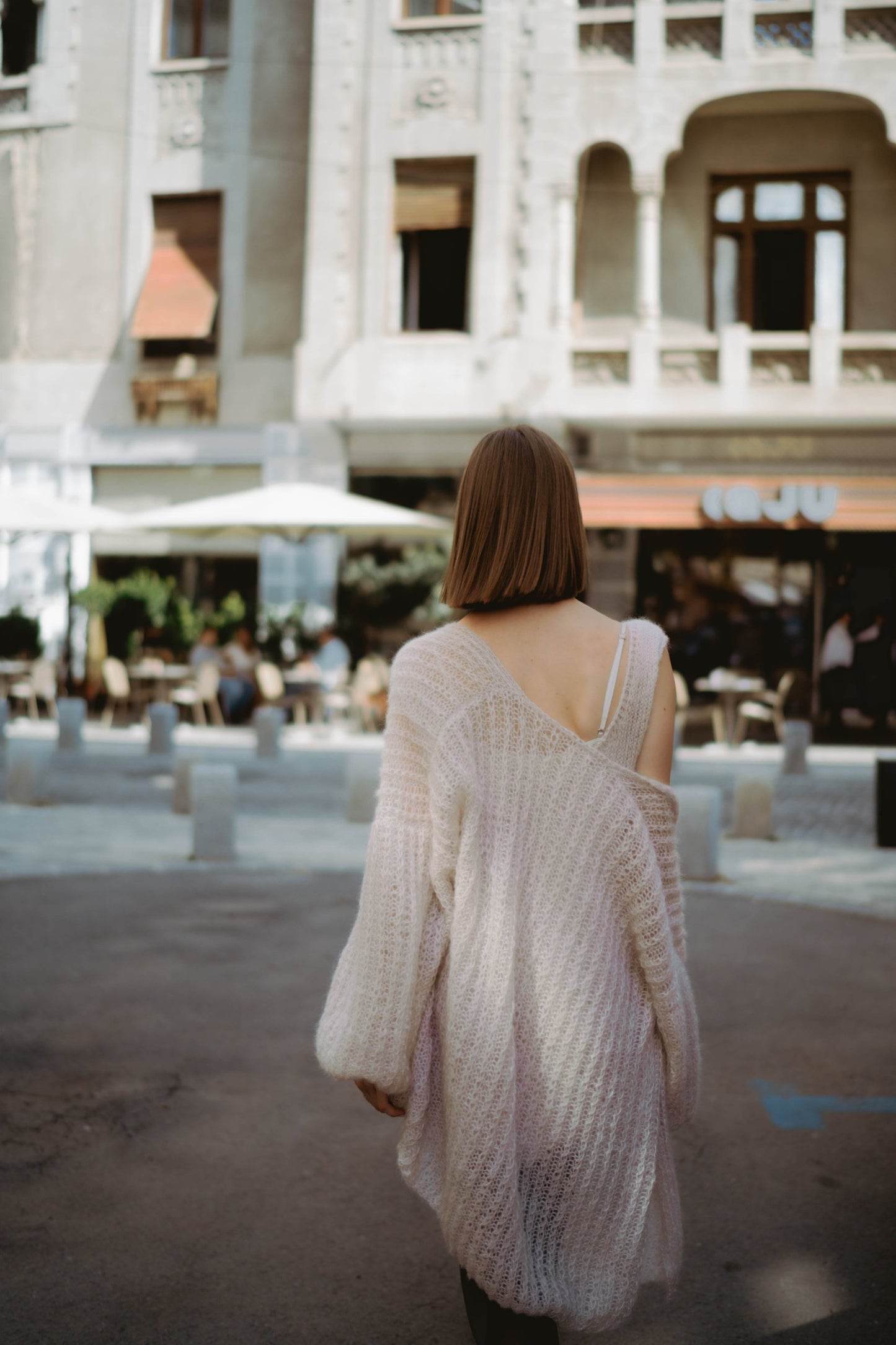 Fine fisherman cardigan blush