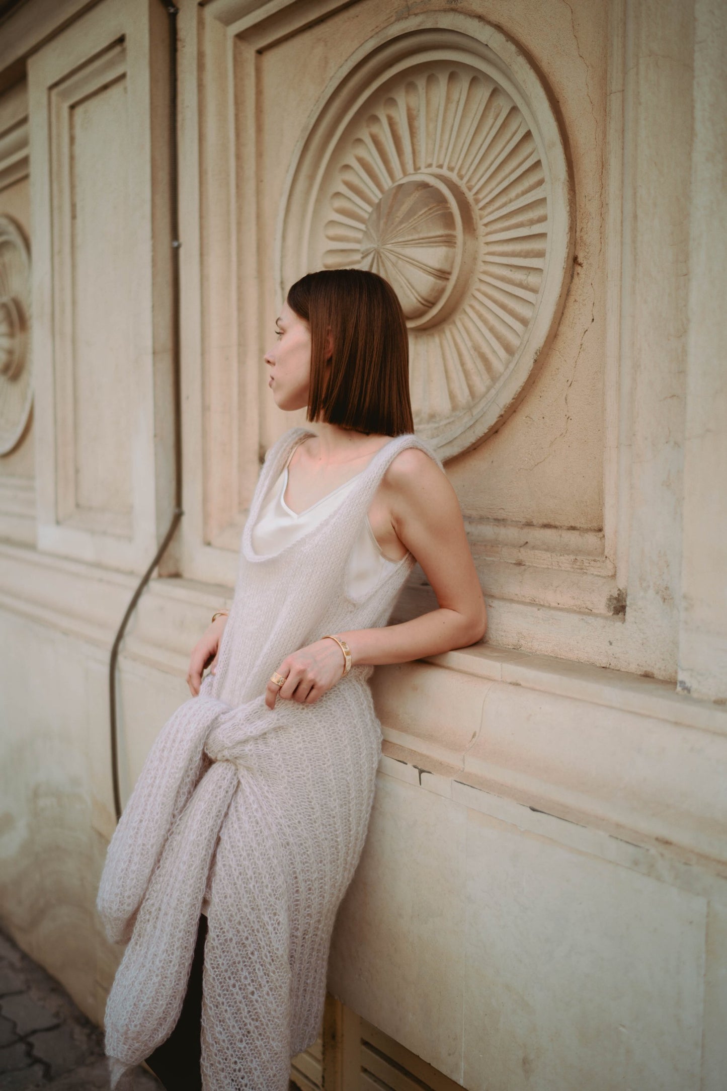 Fine fisherman cardigan blush