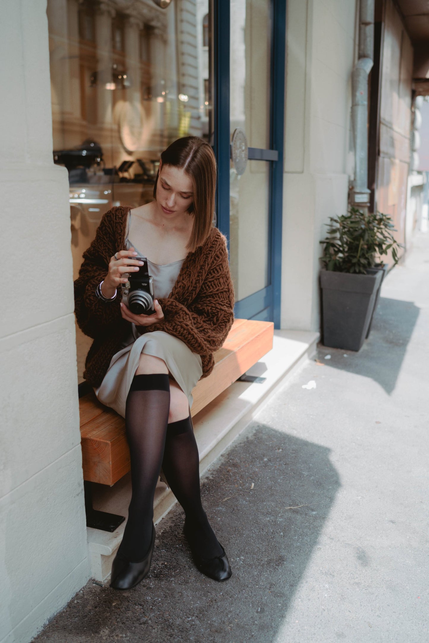 Oversized fisherman cardigan chocolate