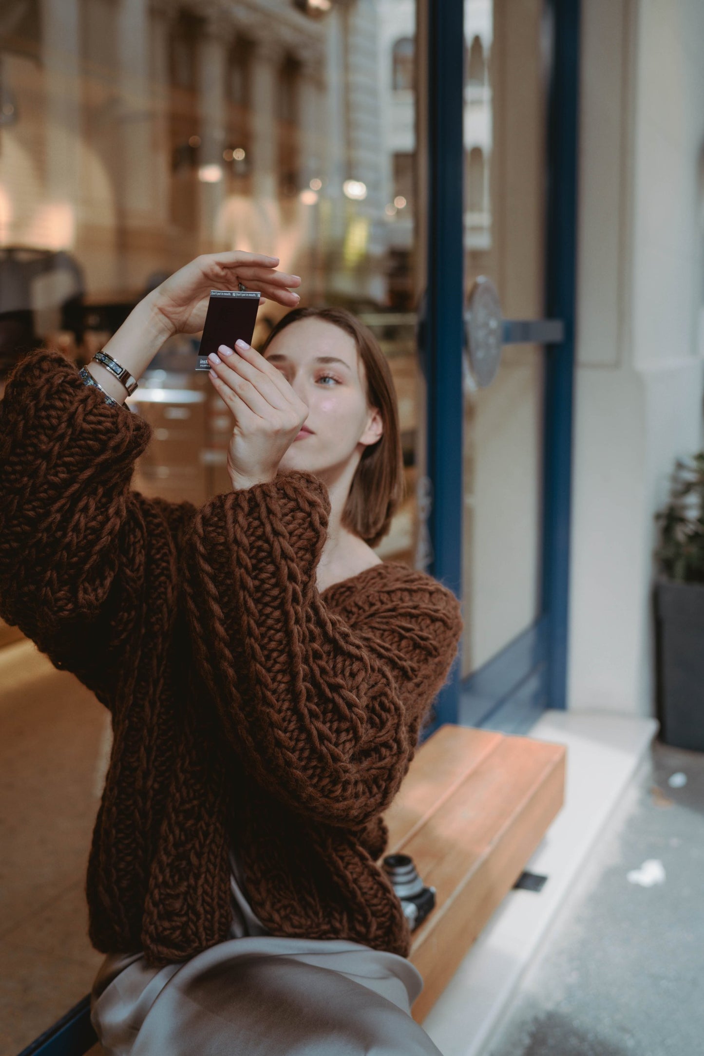 Oversized fisherman cardigan chocolate