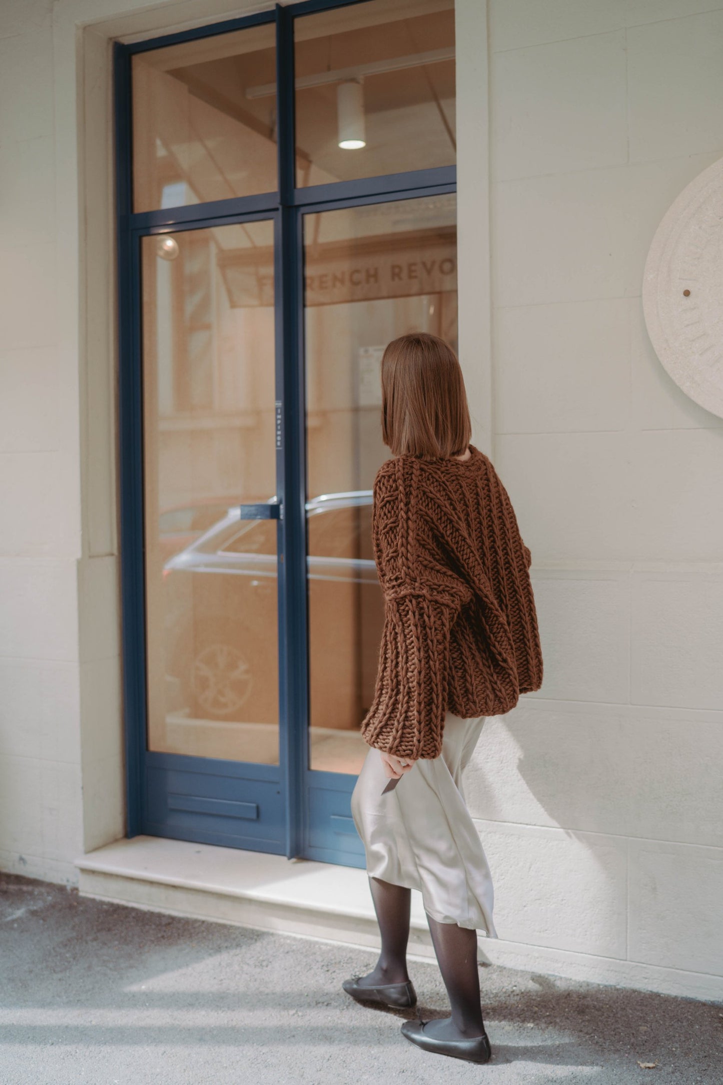Oversized fisherman cardigan chocolate