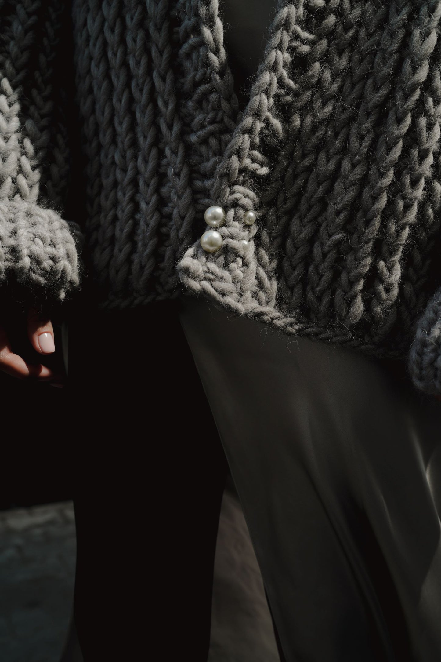 Balanced Gray Cardigan in Virgin Wool