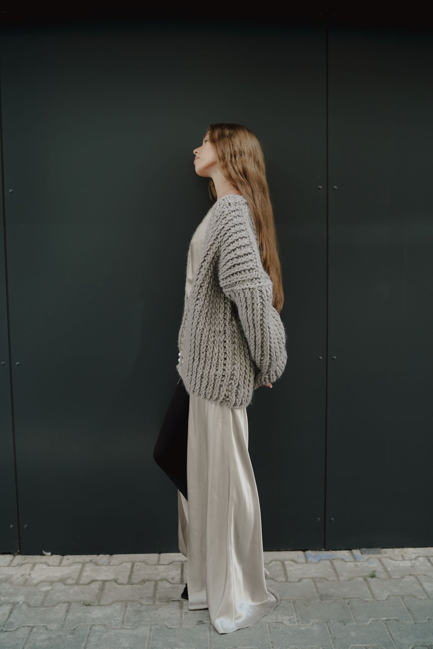 Balanced Gray Cardigan in Virgin Wool