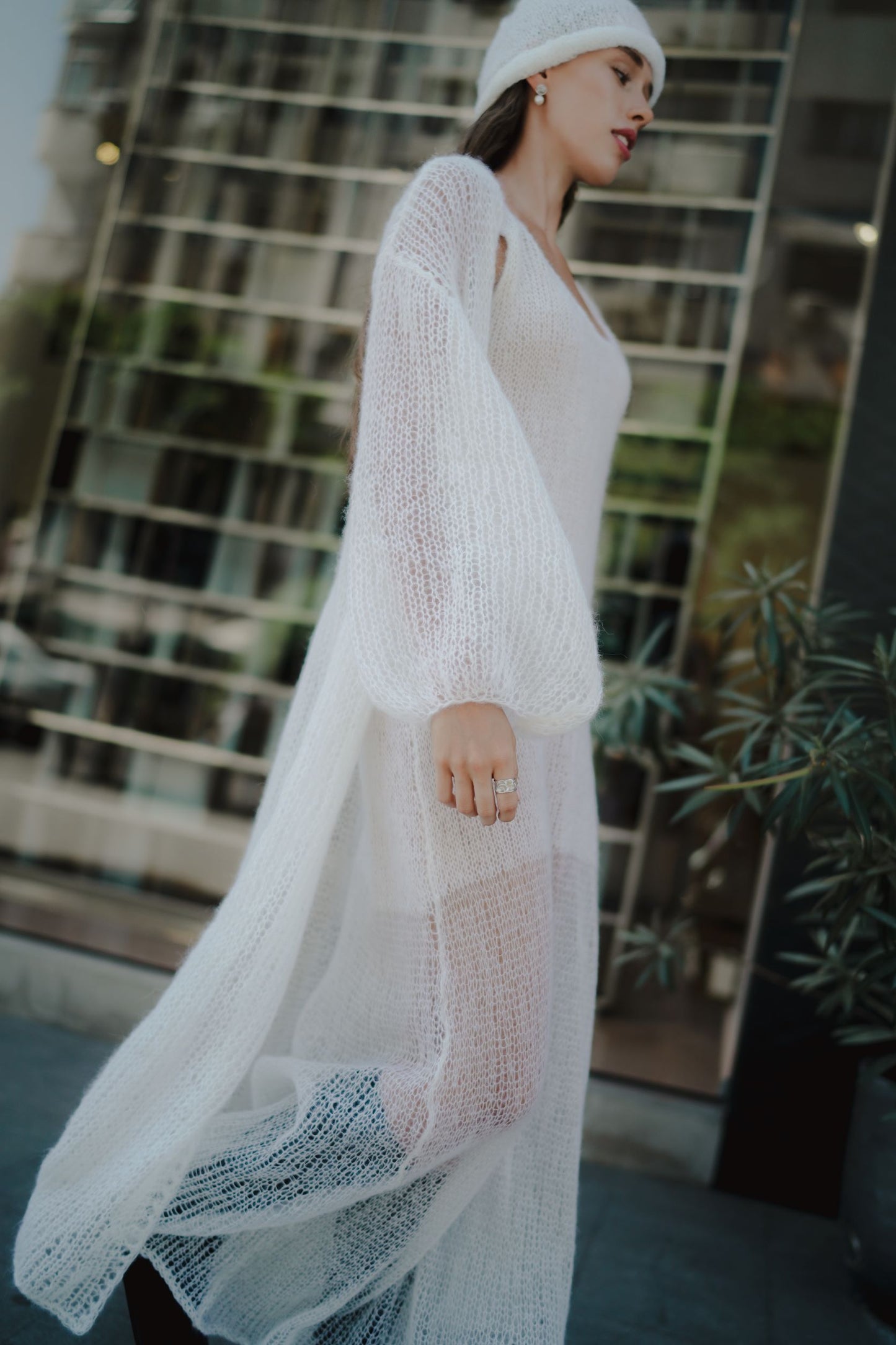 Cream Long Cardigan in Mohair