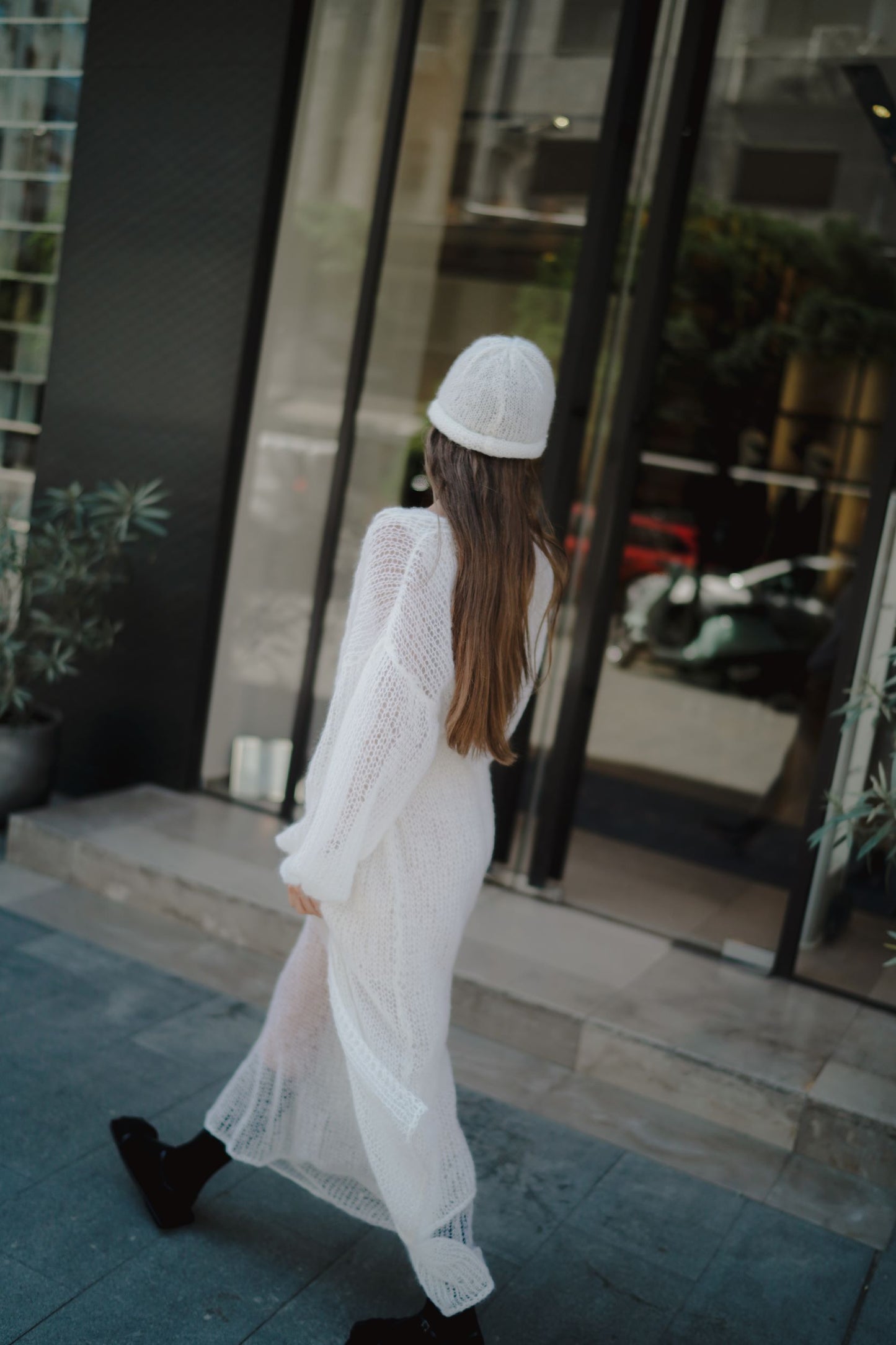 Cream Long Cardigan in Mohair