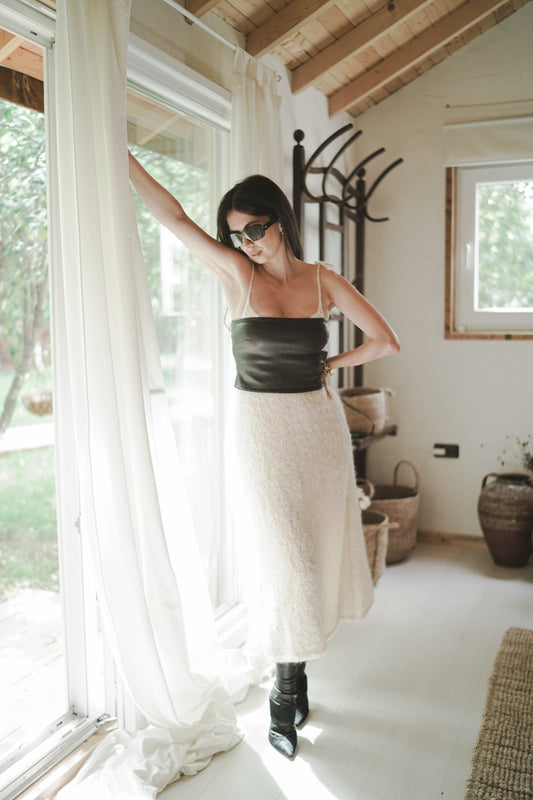 Stretch Leather Bandeau Top