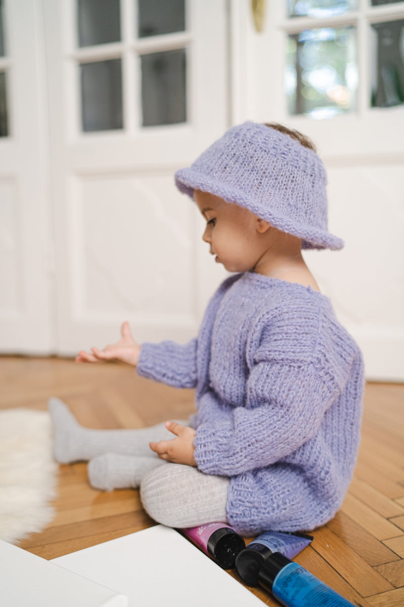 Baby Knitted Lavender Dress and Hat Set