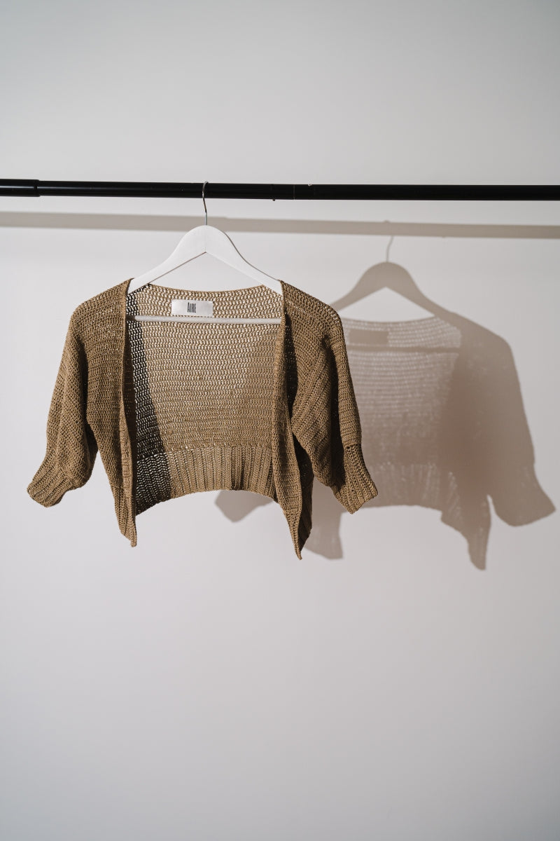 Cropped Crocheted Silk Cardigan
