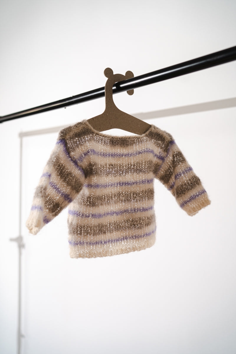 Baby Knitted Striped Sweater and Angora Blend Hat Set