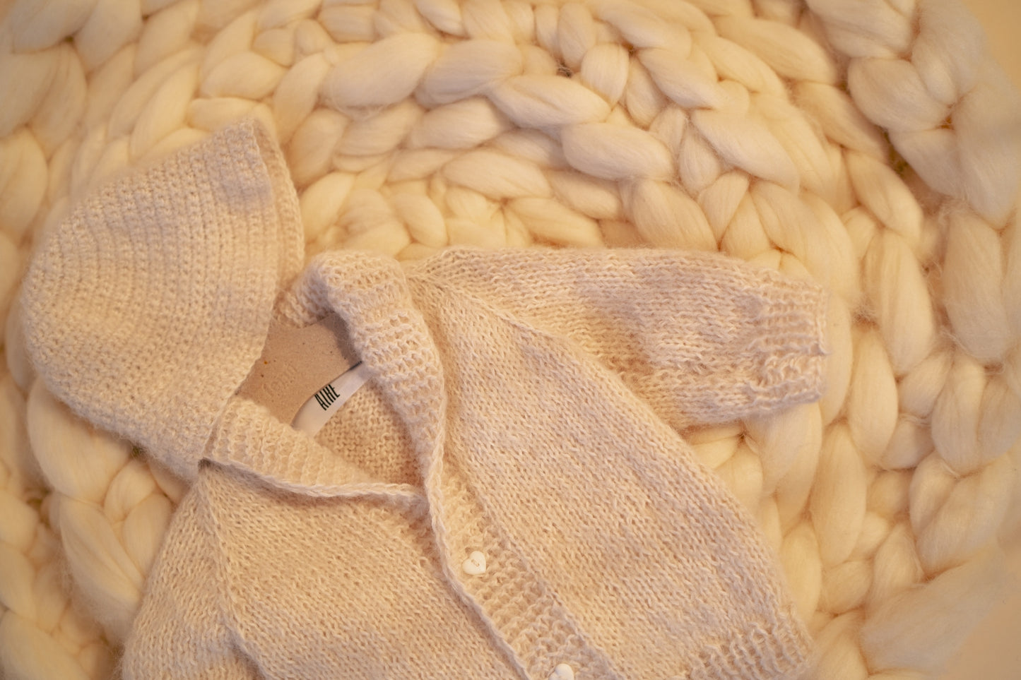 Baby Knitted Cardigan and Bucket Hat Set