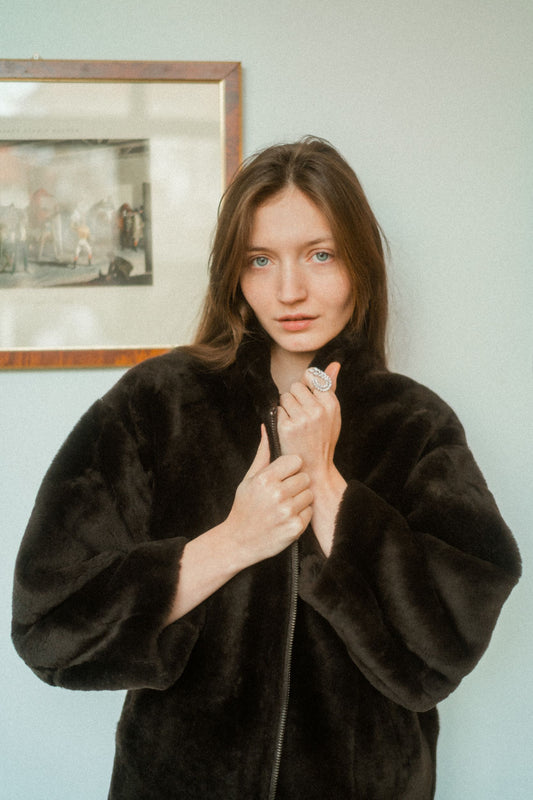 Silky shearling coat