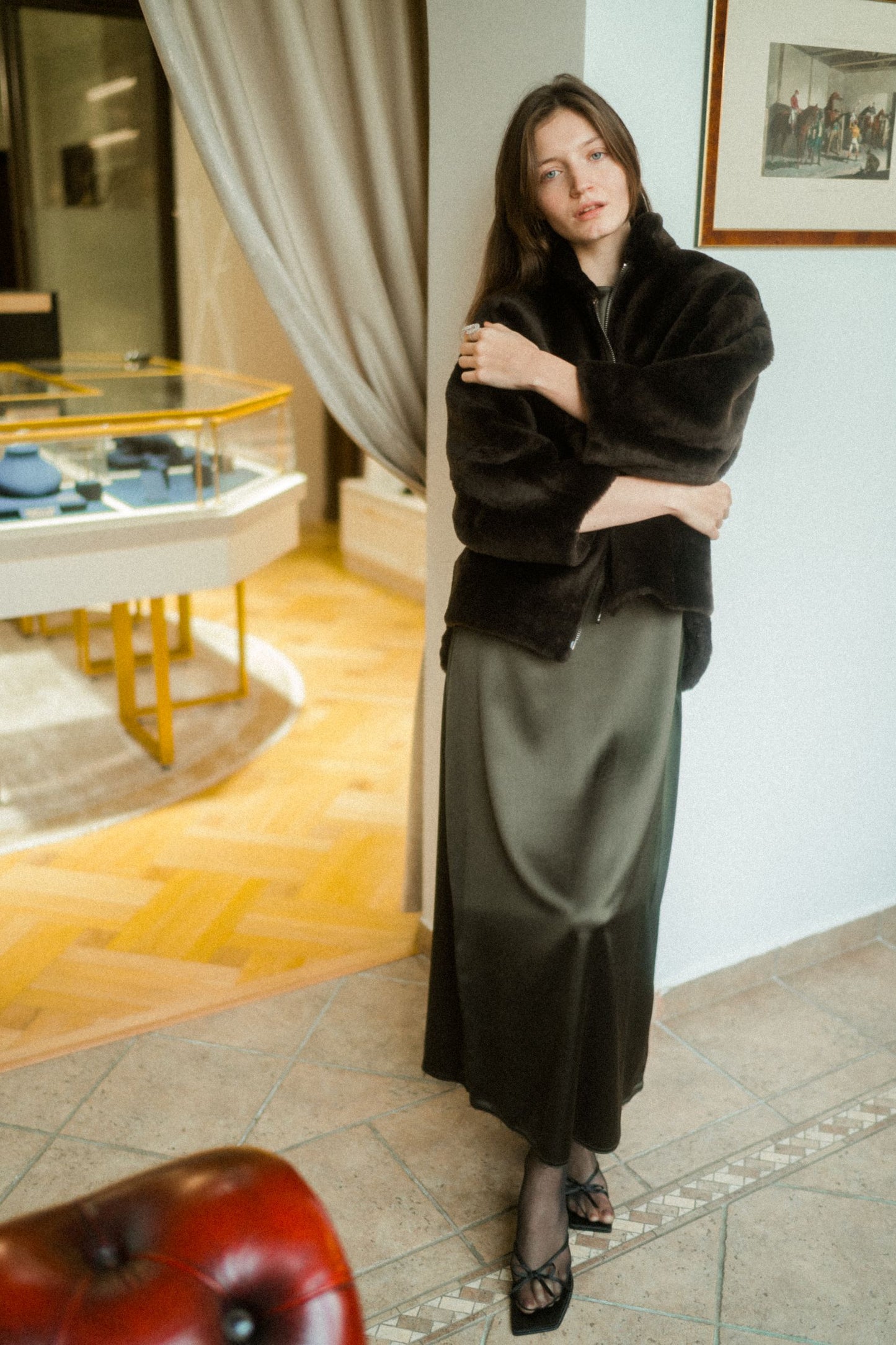 Silky shearling coat