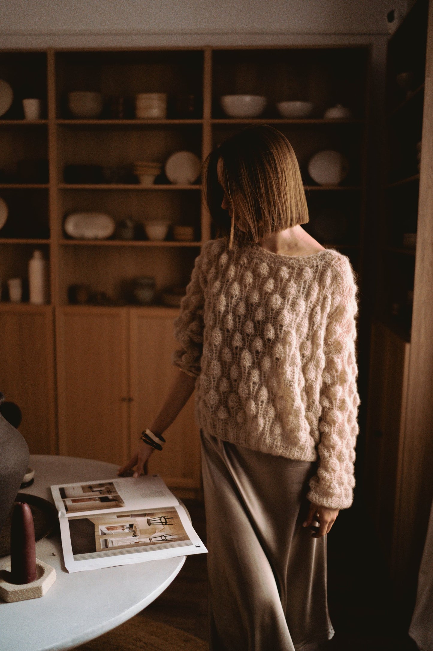 Textured knit sweater truffle