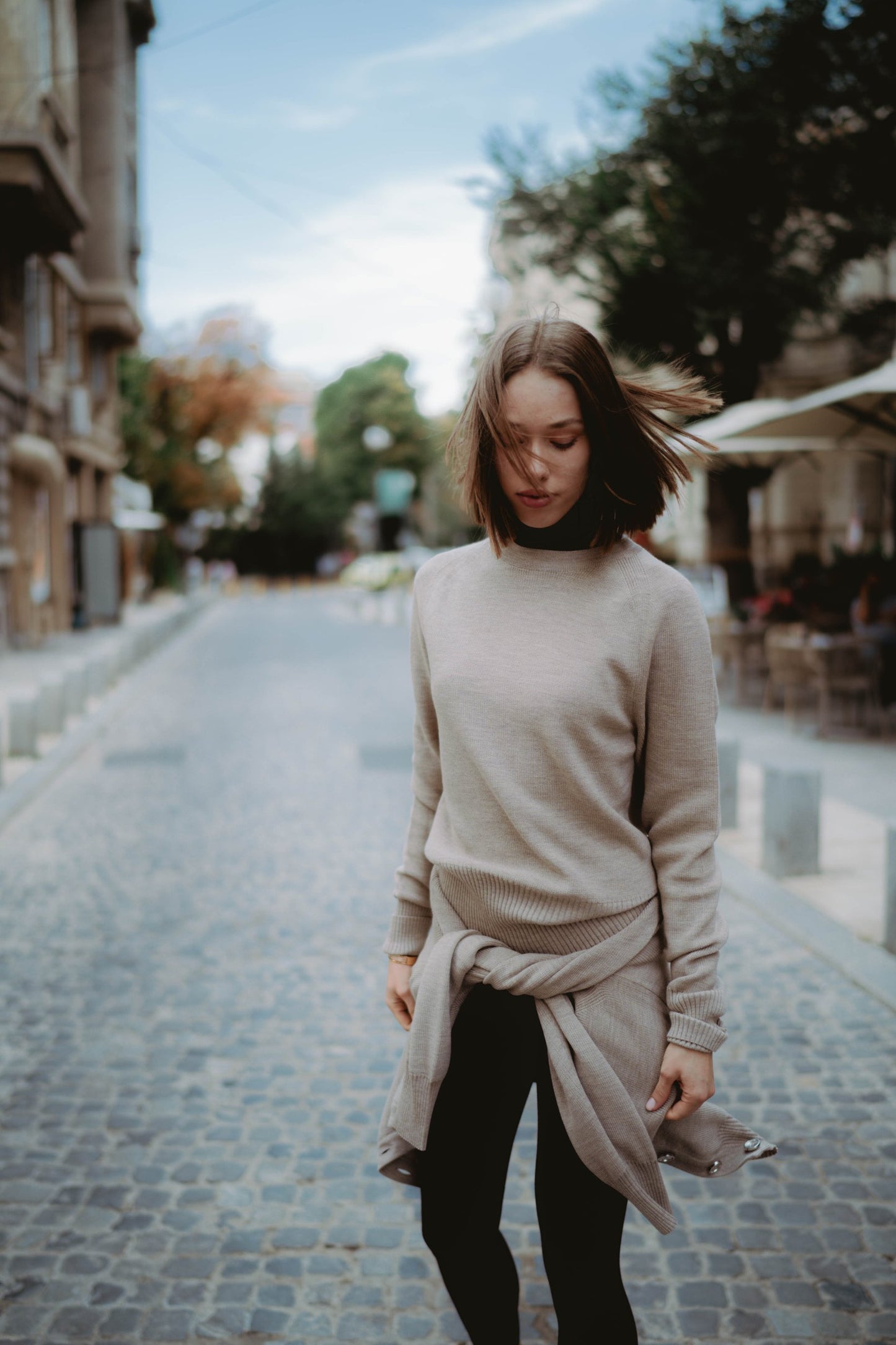 Fine merino knit sweater taupe