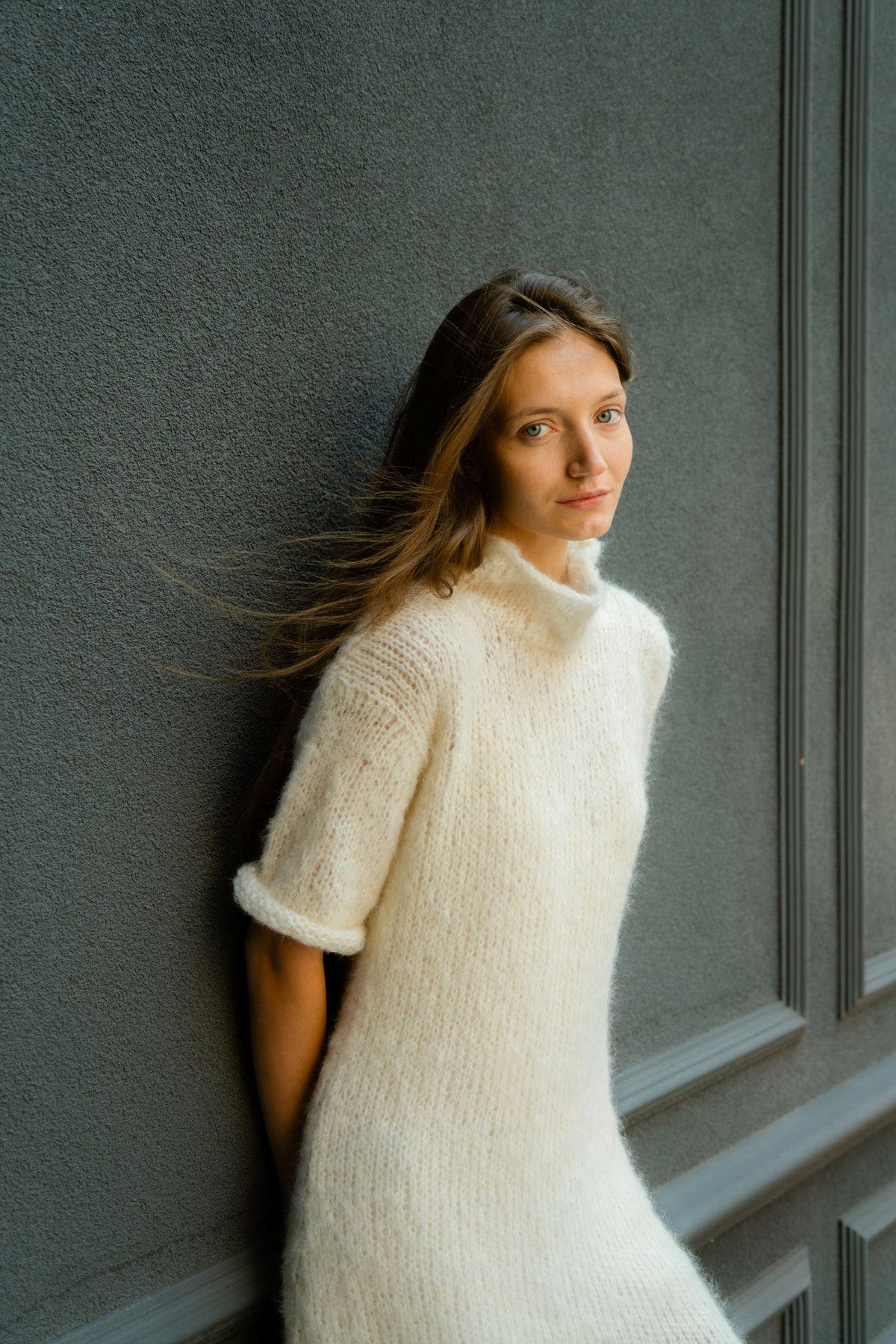Poetic dress | Natural white - Alpaca silk blend