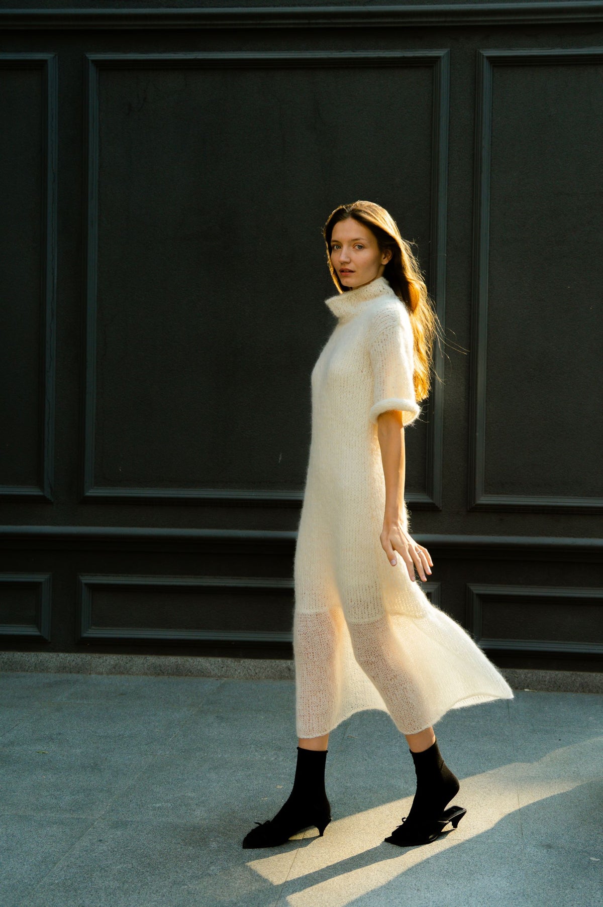 Poetic dress | Natural white - Alpaca silk blend