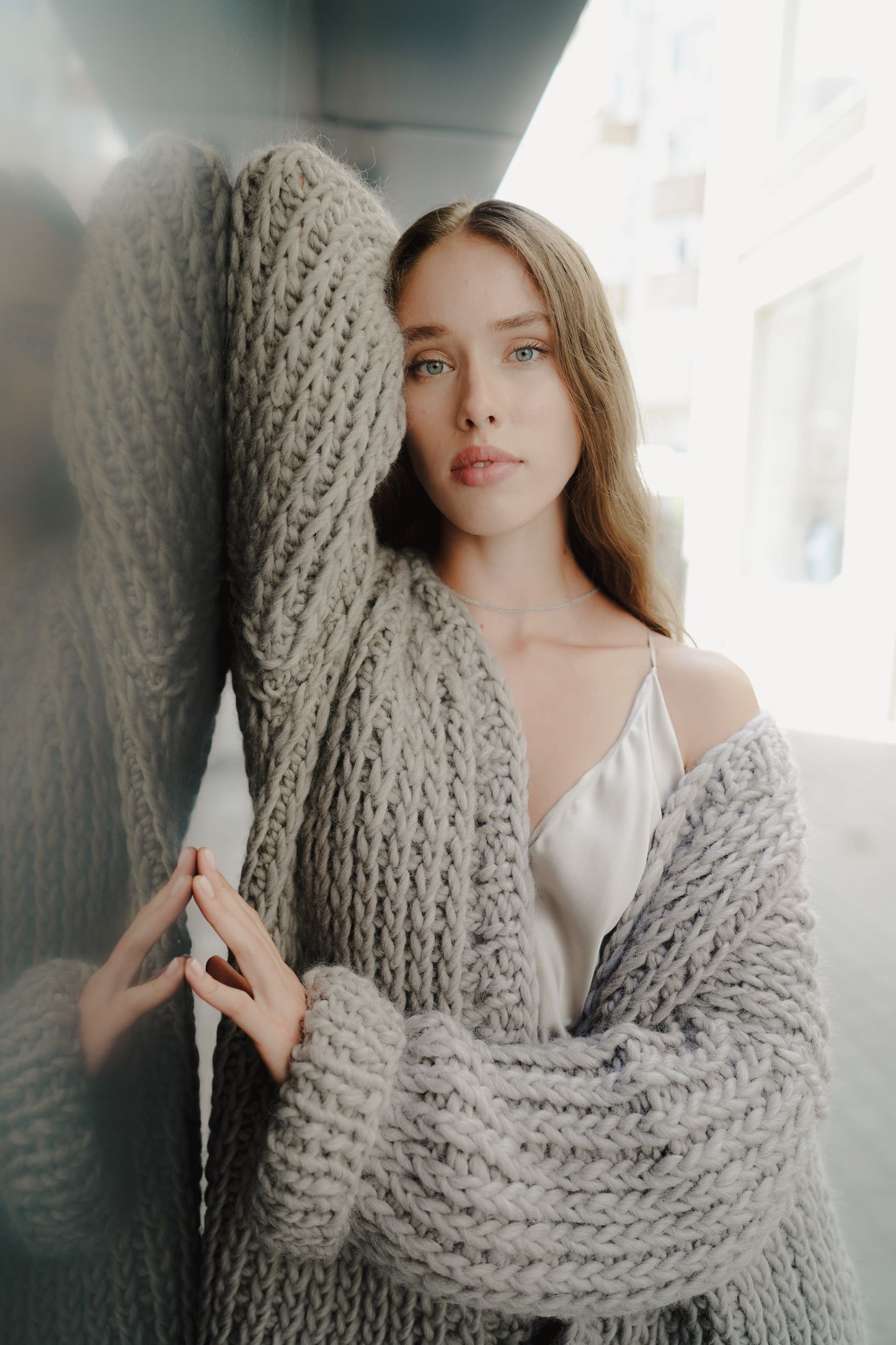 Balanced Gray Cardigan in Virgin Wool