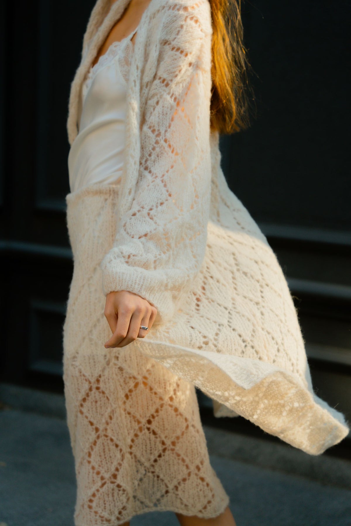 Romantic cardigan | Beige - Alpaca and silk blend