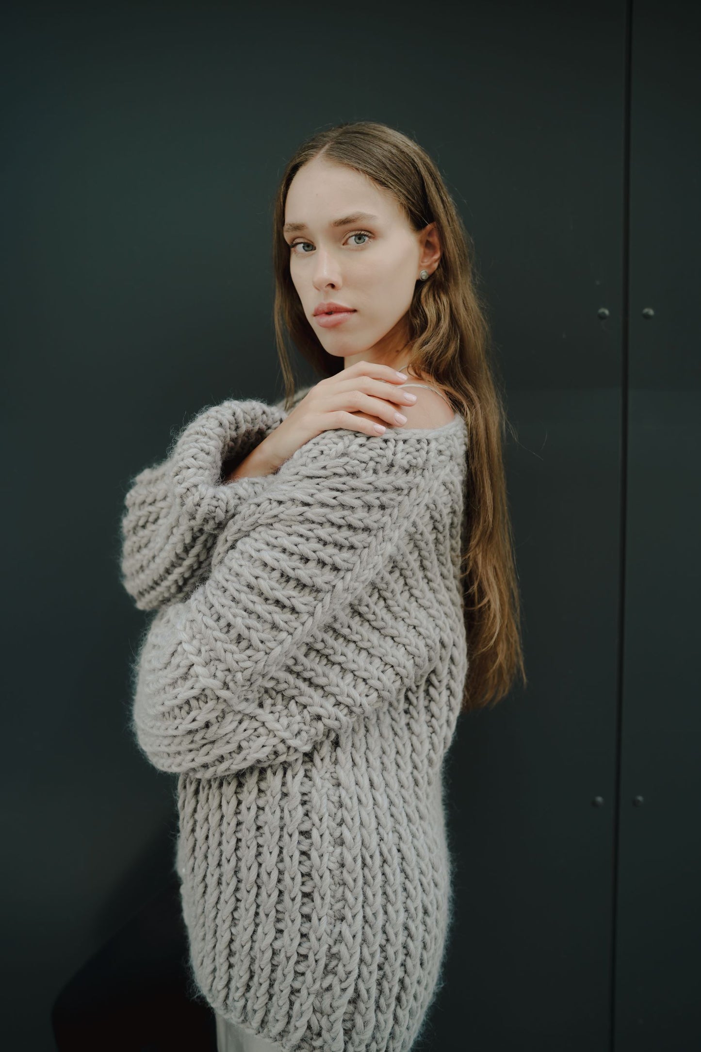 Balanced Gray Cardigan in Virgin Wool