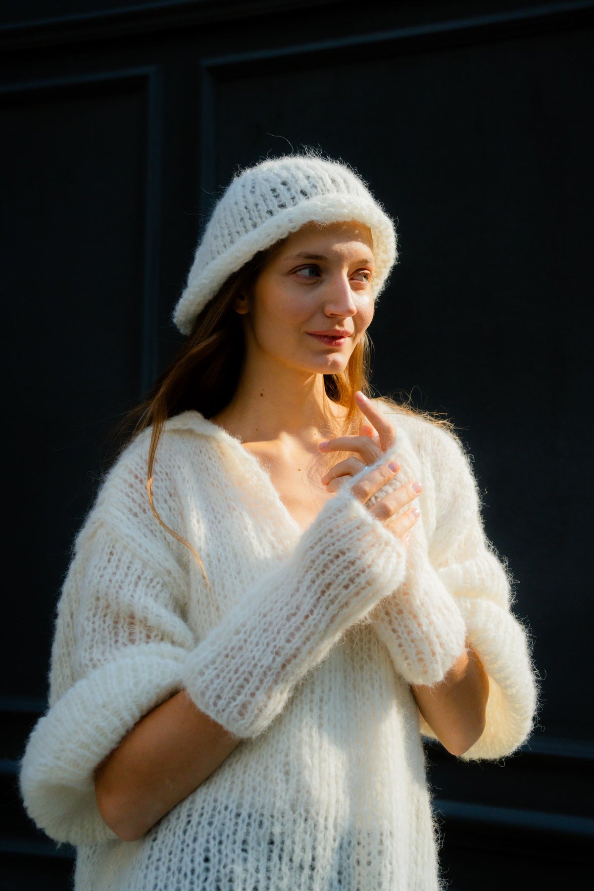 Theme knitted set | Natural white - Alpaca and silk blend