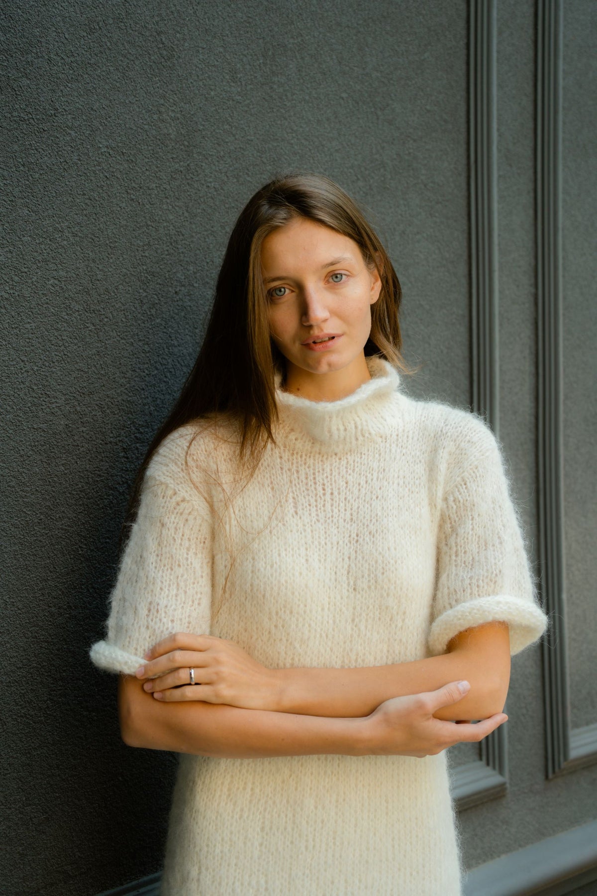 Poetic dress | Natural white - Alpaca silk blend