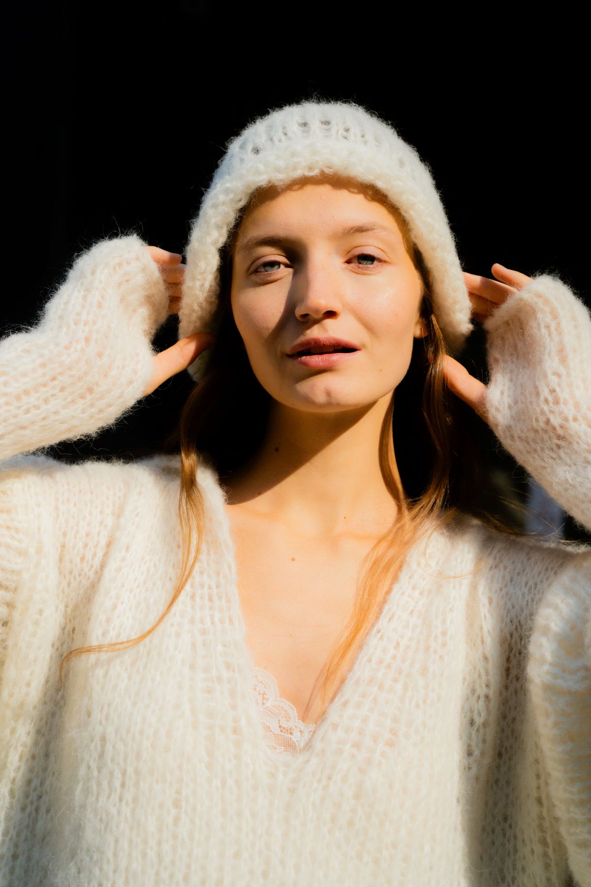 Theme knitted set | Natural white - Alpaca and silk blend