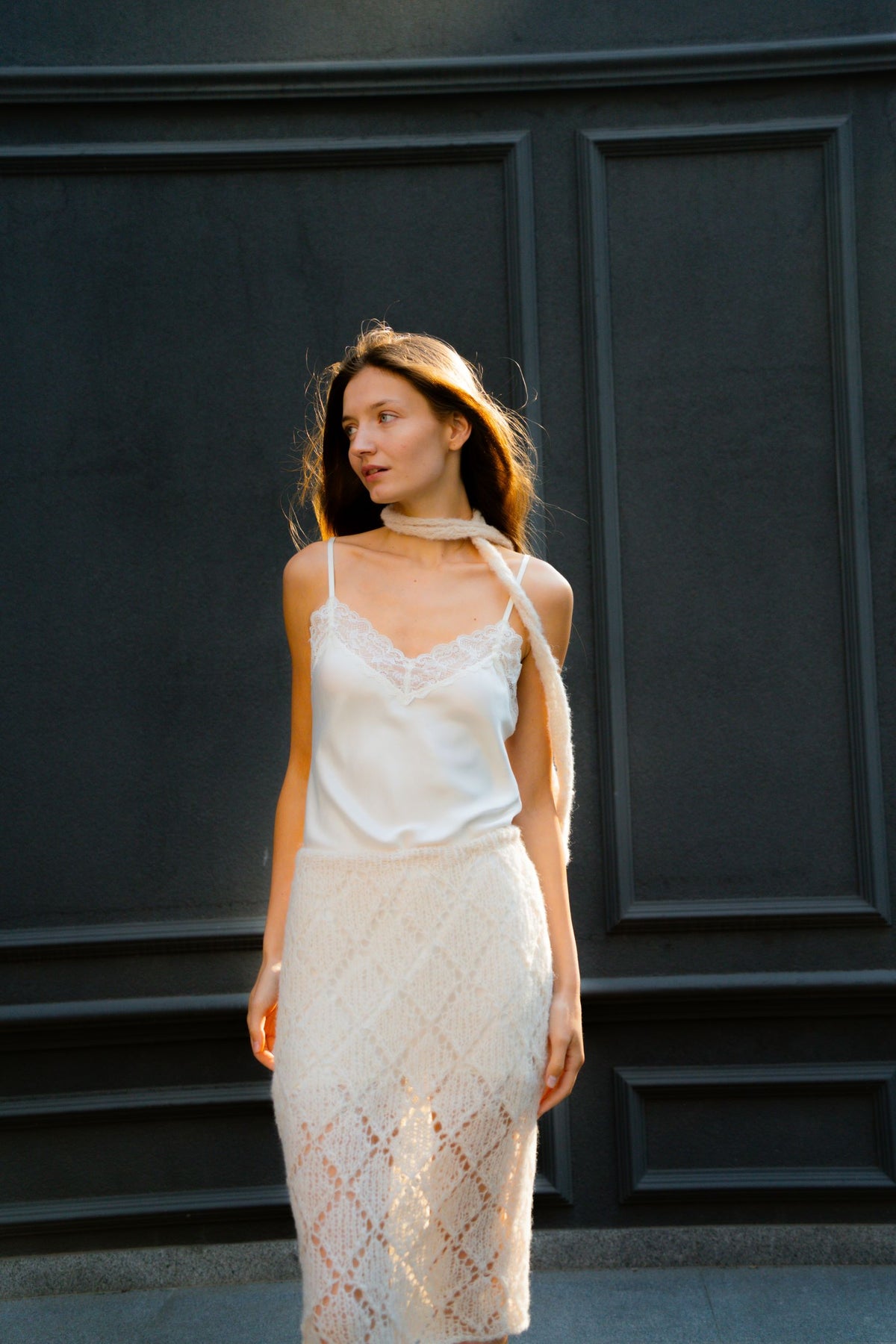 Romantic skirt | Beige - Alpaca and silk blend