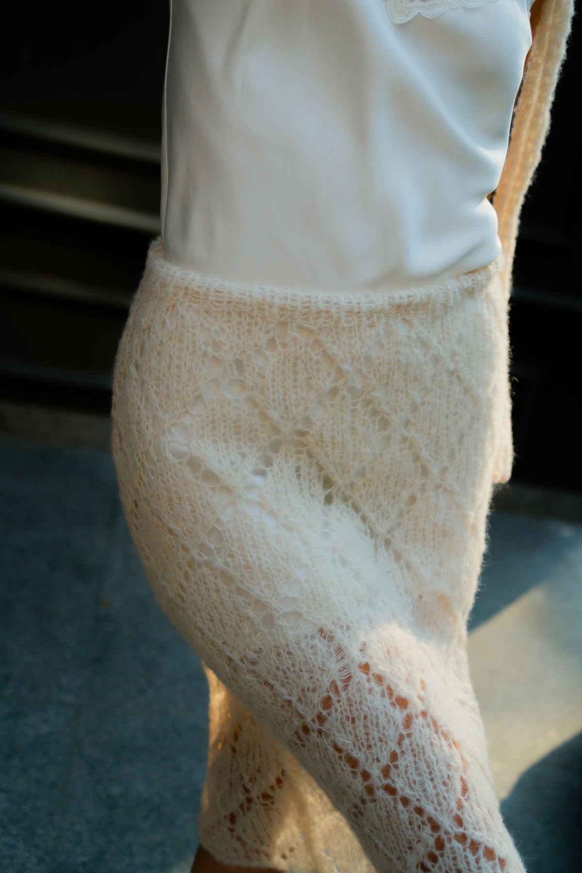 Romantic skirt | Beige - Alpaca and silk blend