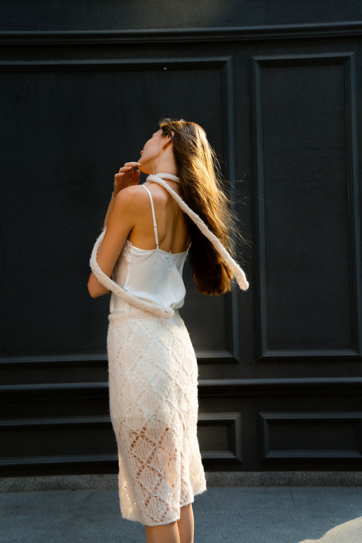 Romantic skirt | Beige - Alpaca and silk blend