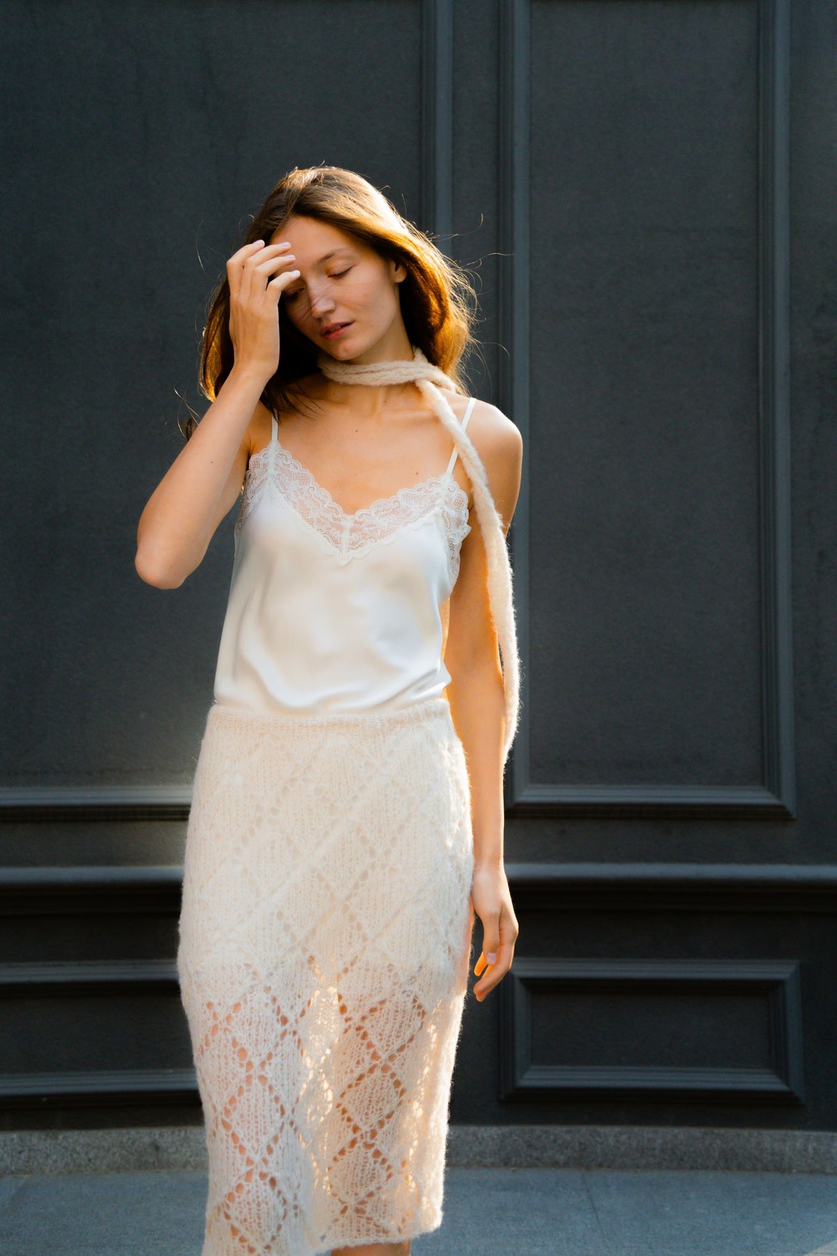 Romantic skirt | Beige - Alpaca and silk blend