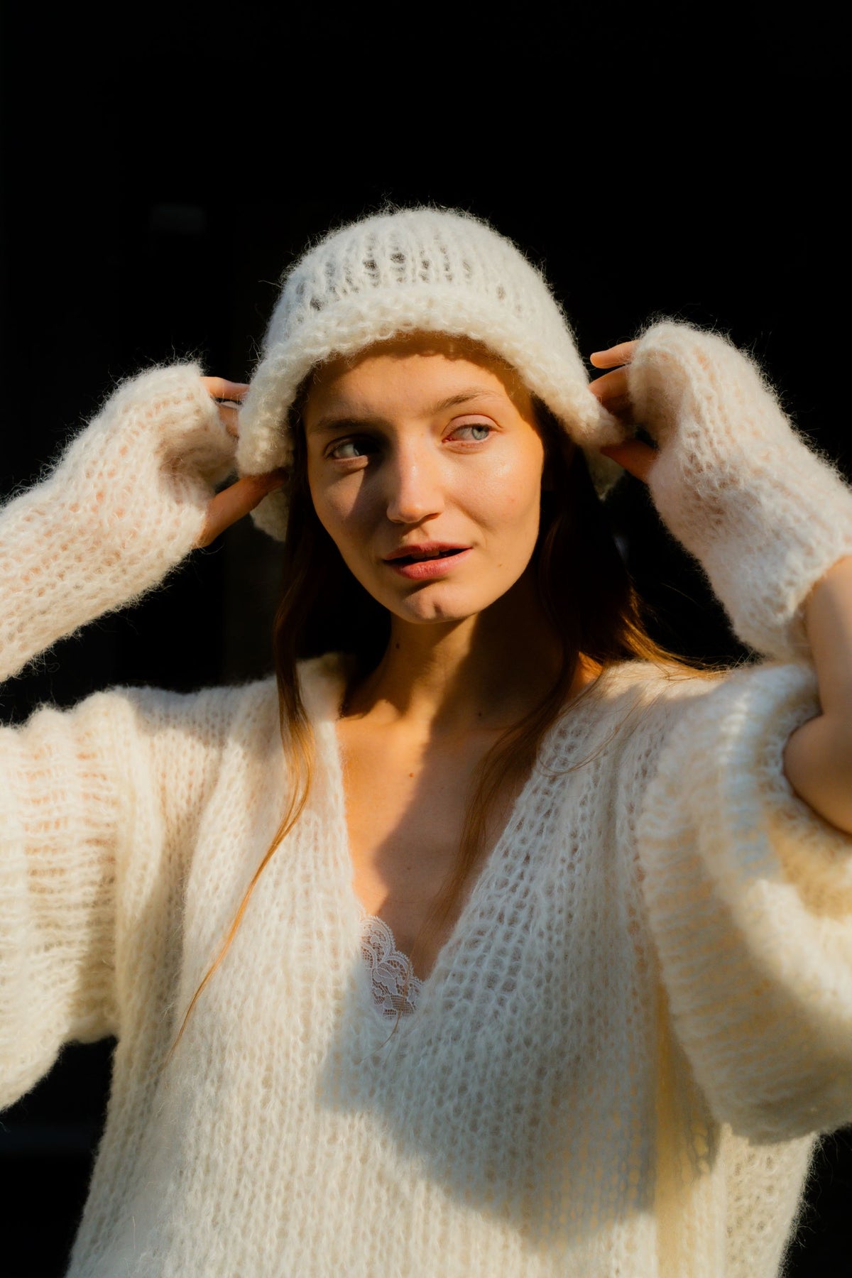 Theme knitted set | Natural white - Alpaca and silk blend