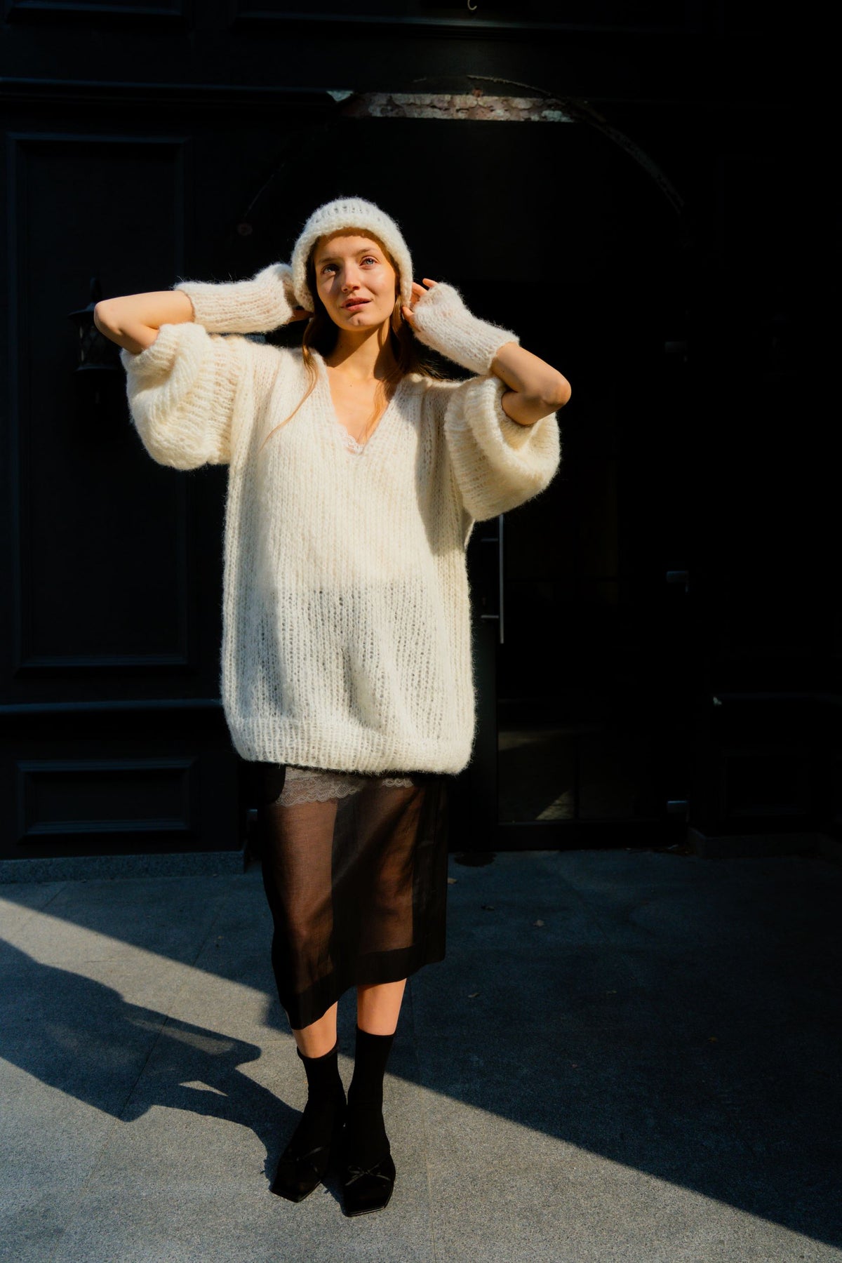 Theme knitted set | Natural white - Alpaca and silk blend