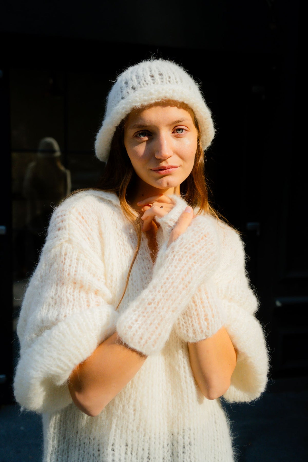 Theme knitted set | Natural white - Alpaca and silk blend