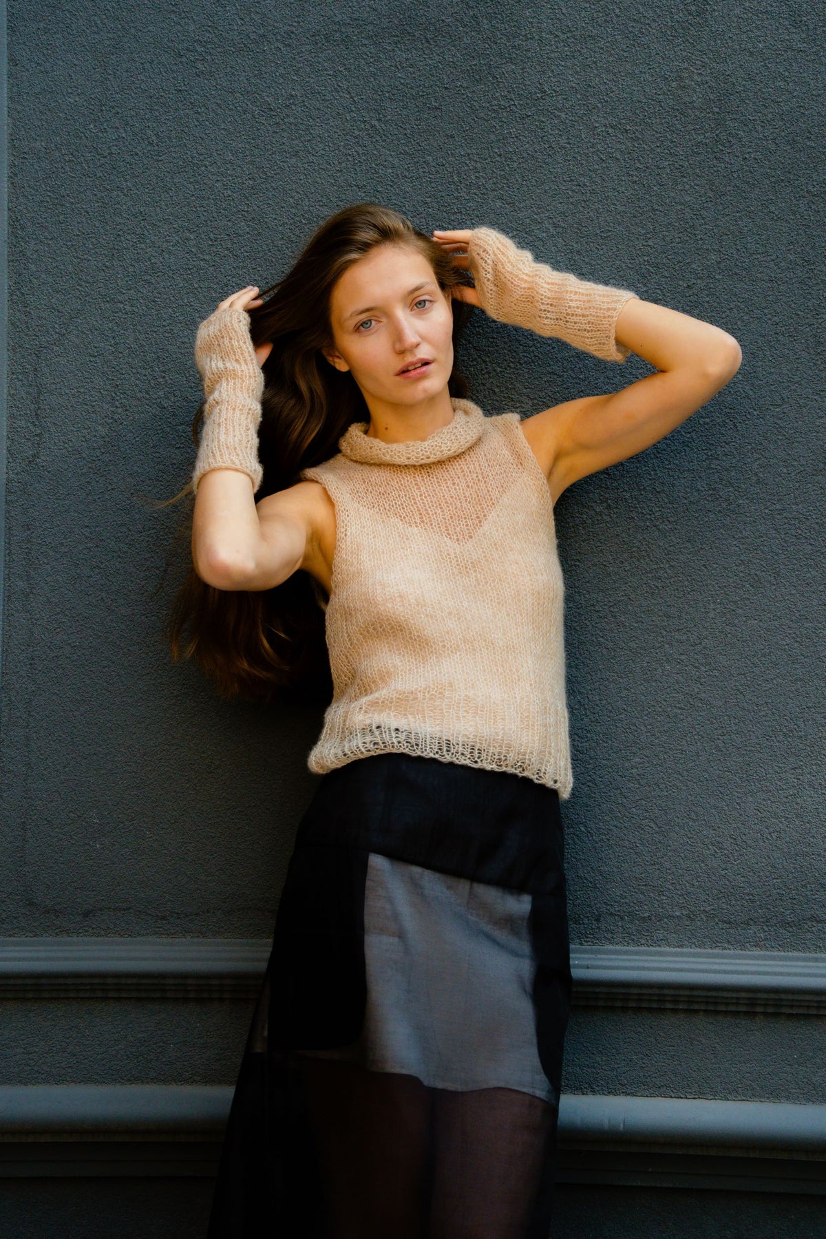 Poem turtleneck set | Beige - Cashmere and silk