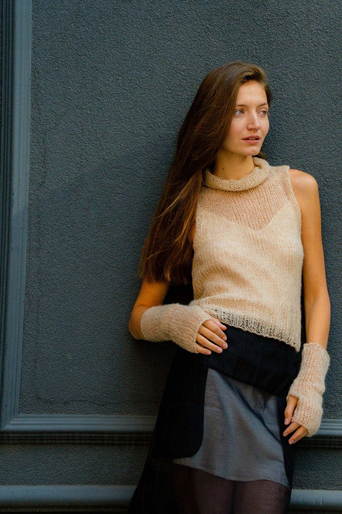 Poem turtleneck set | Beige - Cashmere and silk