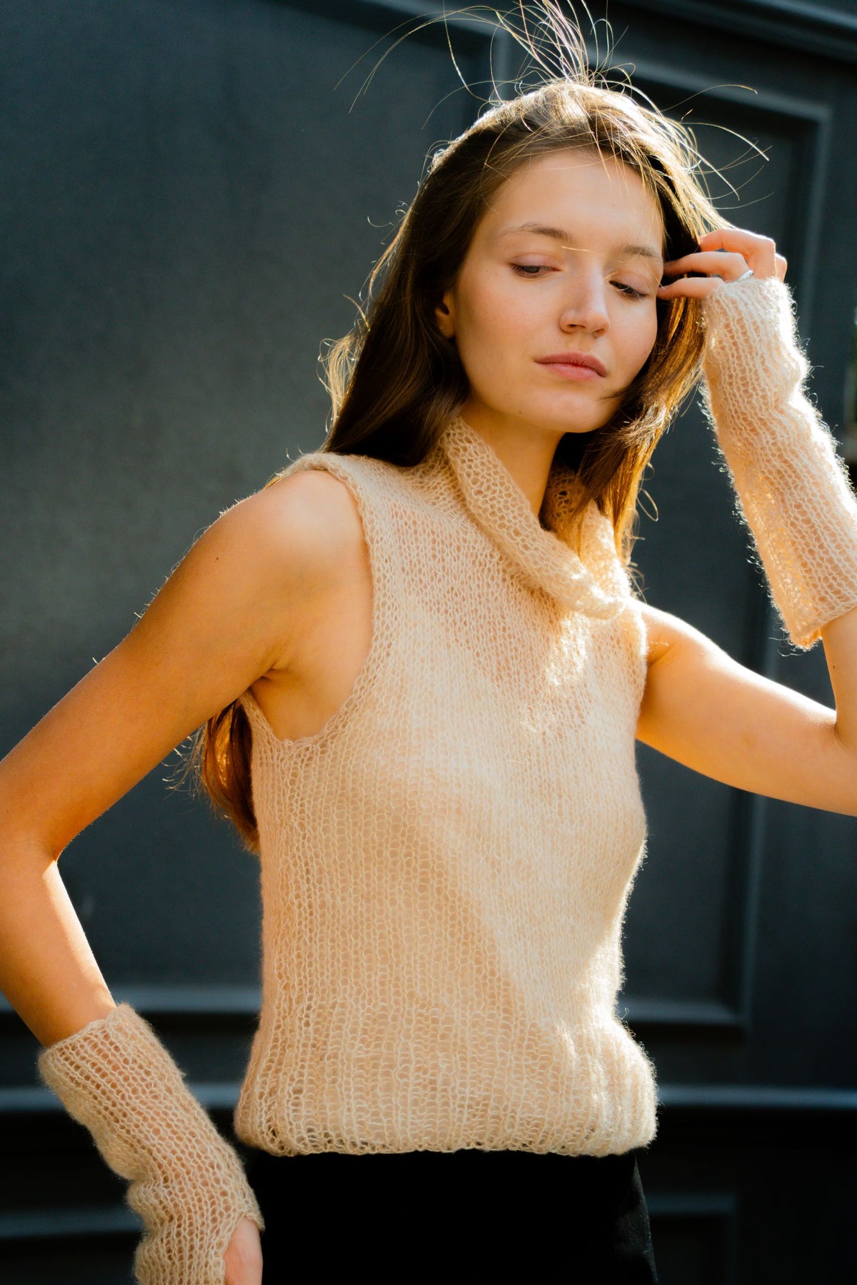 Poem turtleneck set | Beige - Cashmere and silk