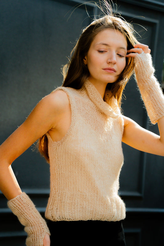 Poem turtleneck set | Beige - Cashmere and silk
