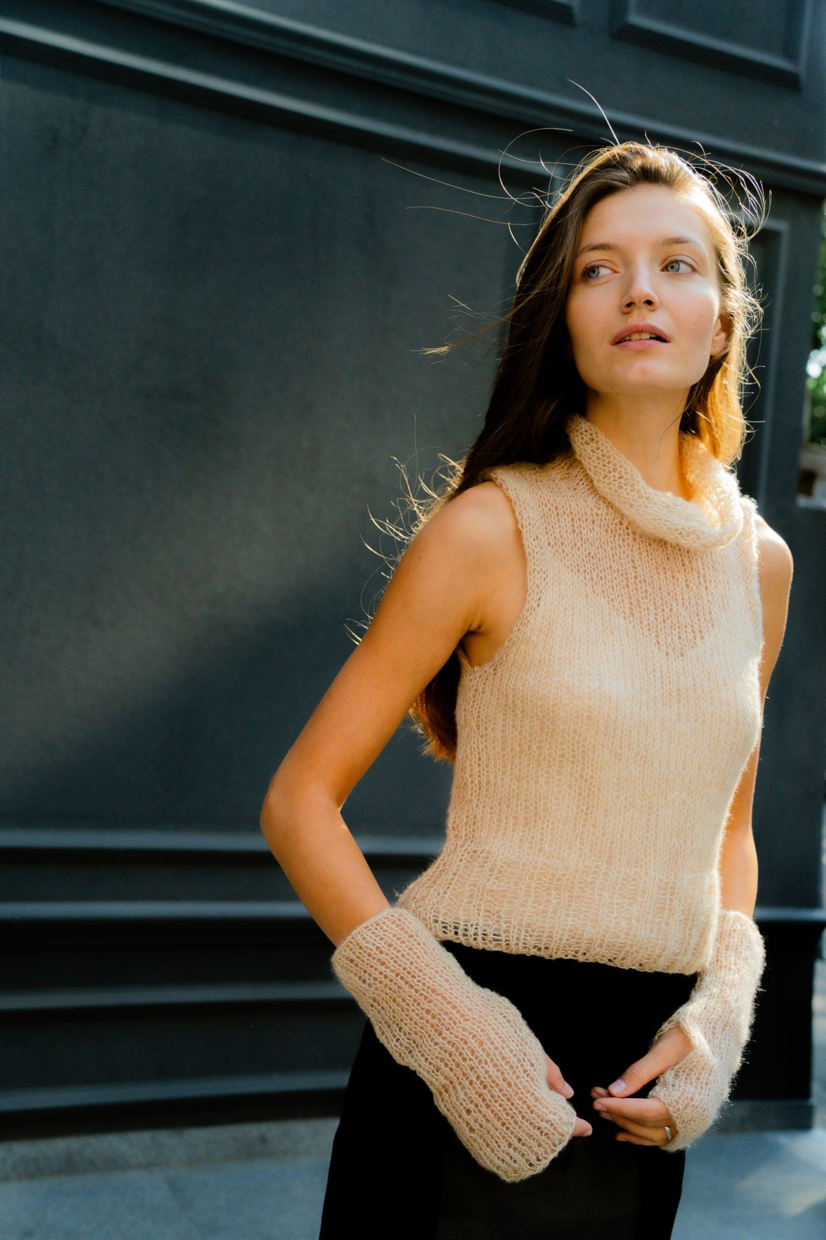 Poem turtleneck set | Beige - Cashmere and silk