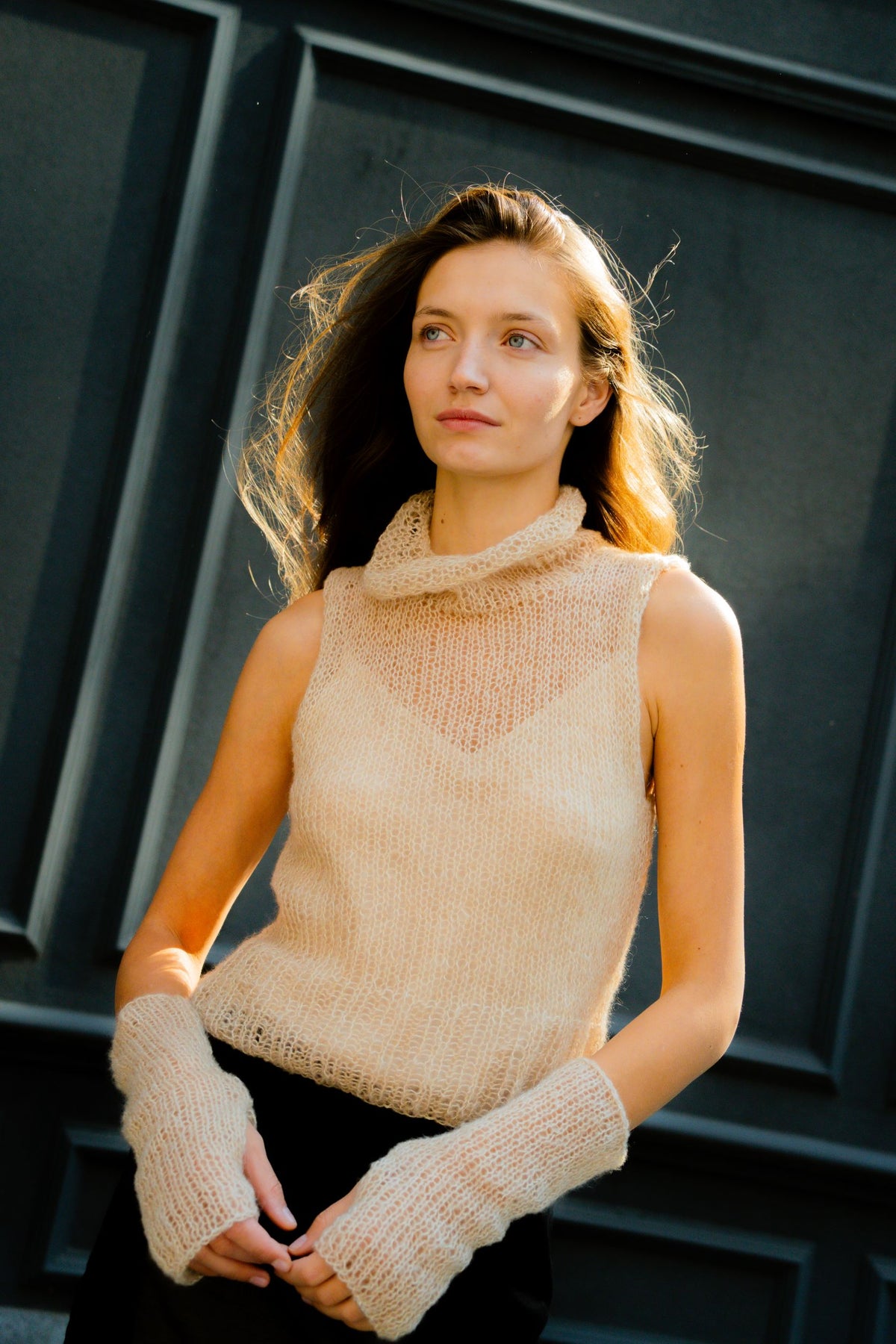 Poem turtleneck set | Beige - Cashmere and silk