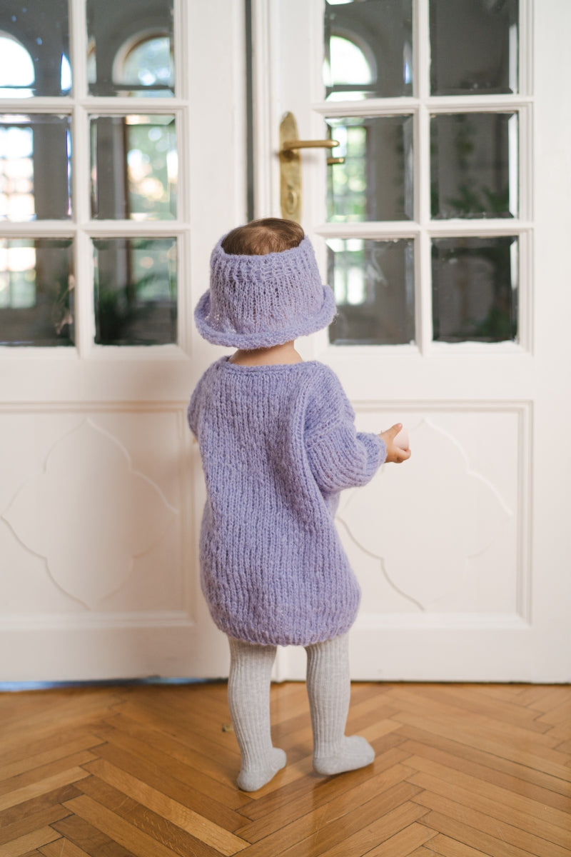 Baby Knitted Lavender Dress and Hat Set