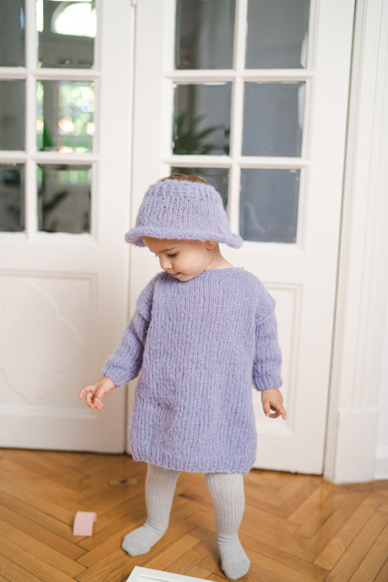 Baby Knitted Lavender Dress and Hat Set