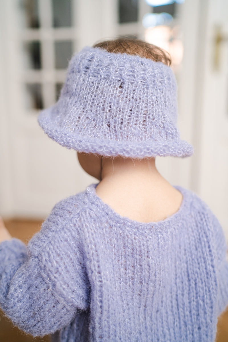 Baby Knitted Lavender Dress and Hat Set