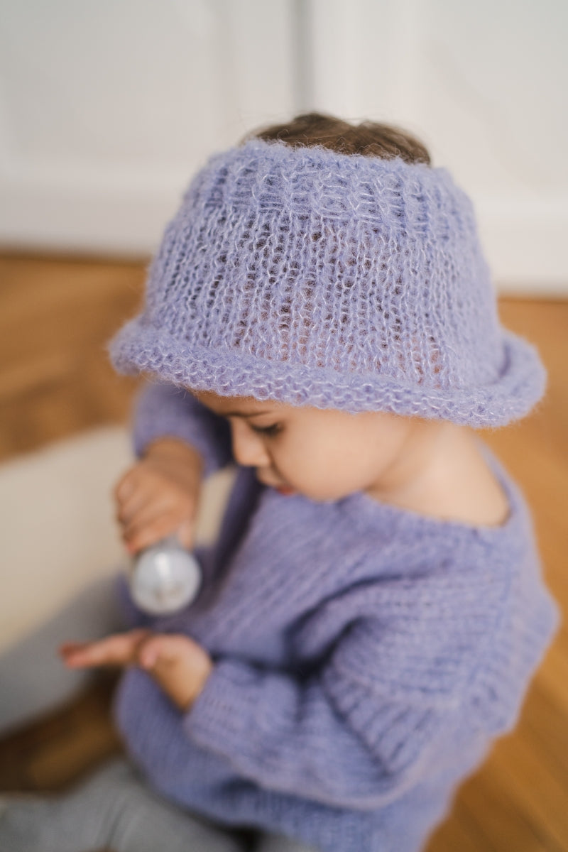 Baby Knitted Lavender Dress and Hat Set