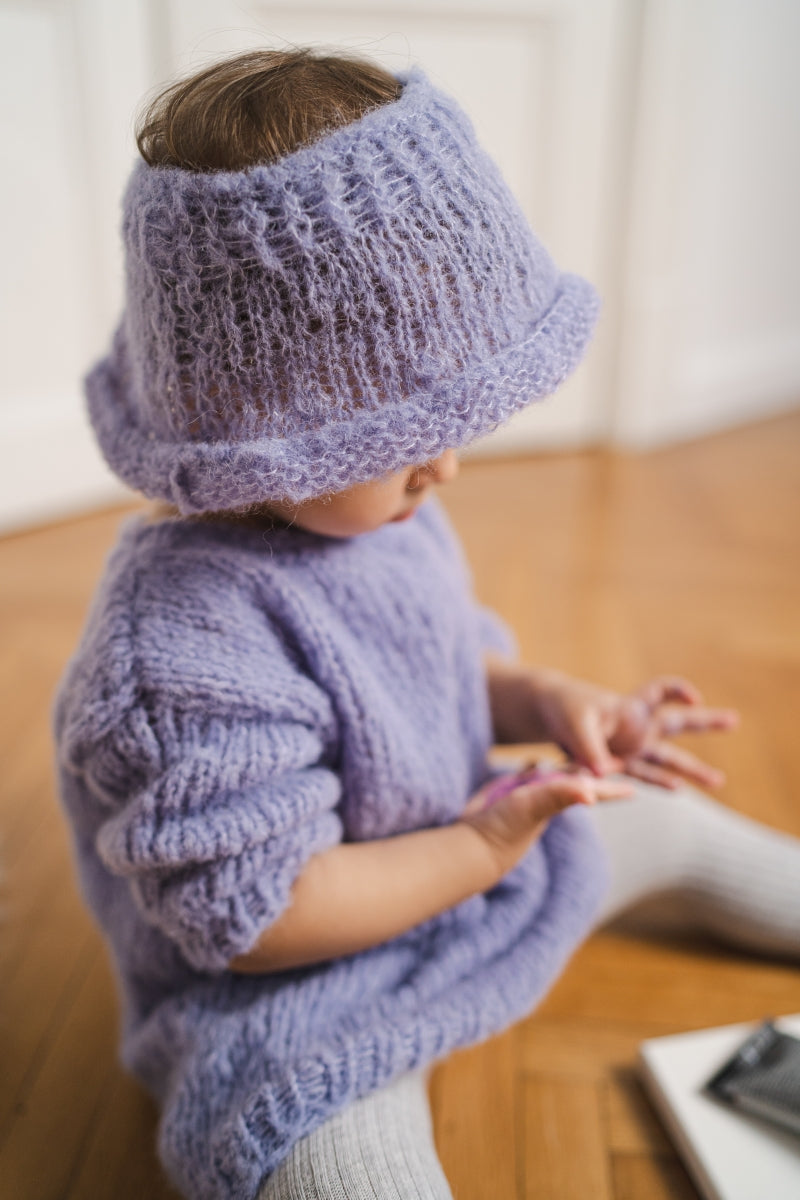 Baby Knitted Lavender Dress and Hat Set