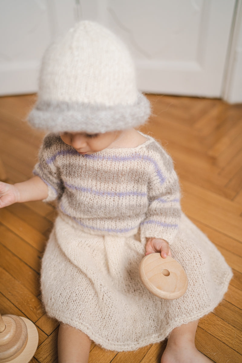 Baby Knitted Striped Sweater and Angora Blend Hat Set