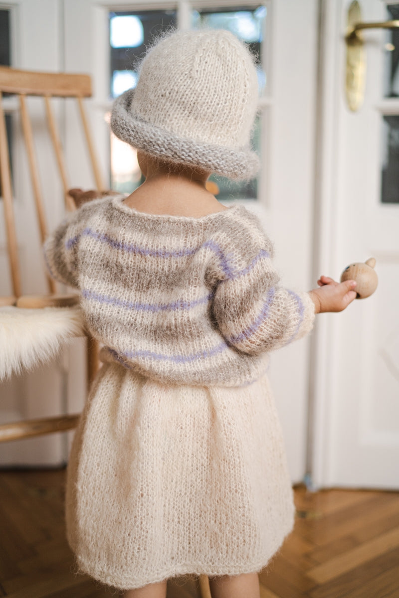 Baby Knitted Striped Sweater and Angora Blend Hat Set