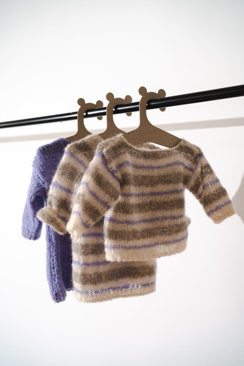 Baby Knitted Striped Sweater and Angora Blend Hat Set