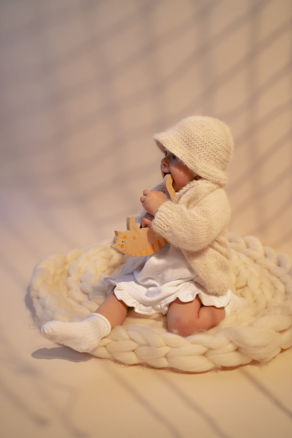 Baby Knitted Cardigan and Bucket Hat Set